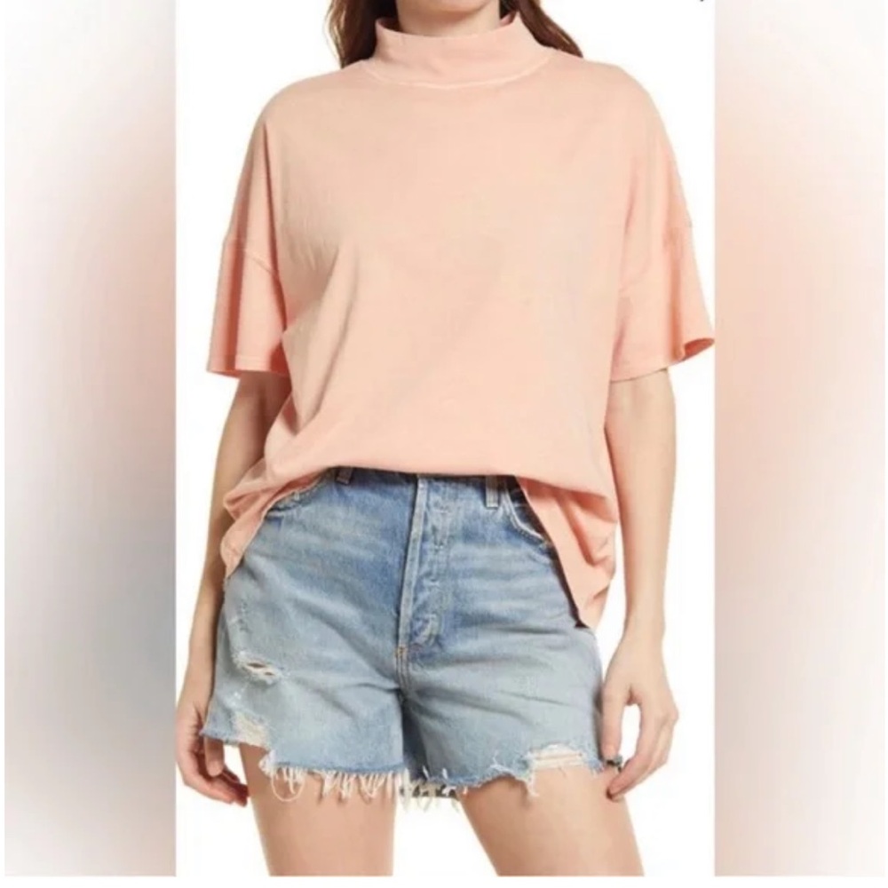 Free People Light Coral Short Sleeve Top